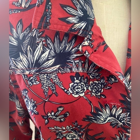 APPLESEEDS ROSE & NAVY FLORAL WESTERN STYLE JACKET W BUTTON FRONT & CUFF EUC L - Picture 5 of 9